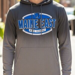 Maine East Blue Demons PEL Athletic Hoodie Gray Long Sleeve Pullover Men Size S
